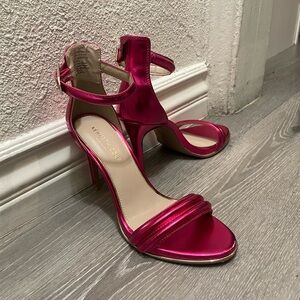 Kenneth Cole Metallic Hot Pink Brooke Ankle Strap High Heel Sandals